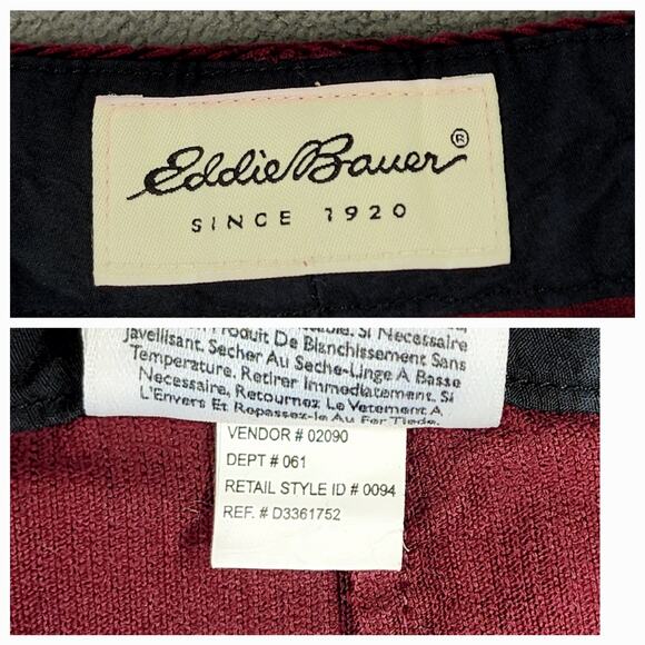 Eddie Bauer Corduroy Trousers 8P Petite‎ Women Burgundy Red Straight Leg 28x28 - Picture 2 of 10
